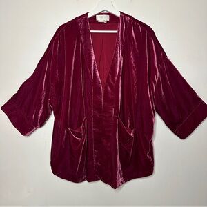 Anthropologie Esme Velvet Kimono Jacket Oversized Boxy XS